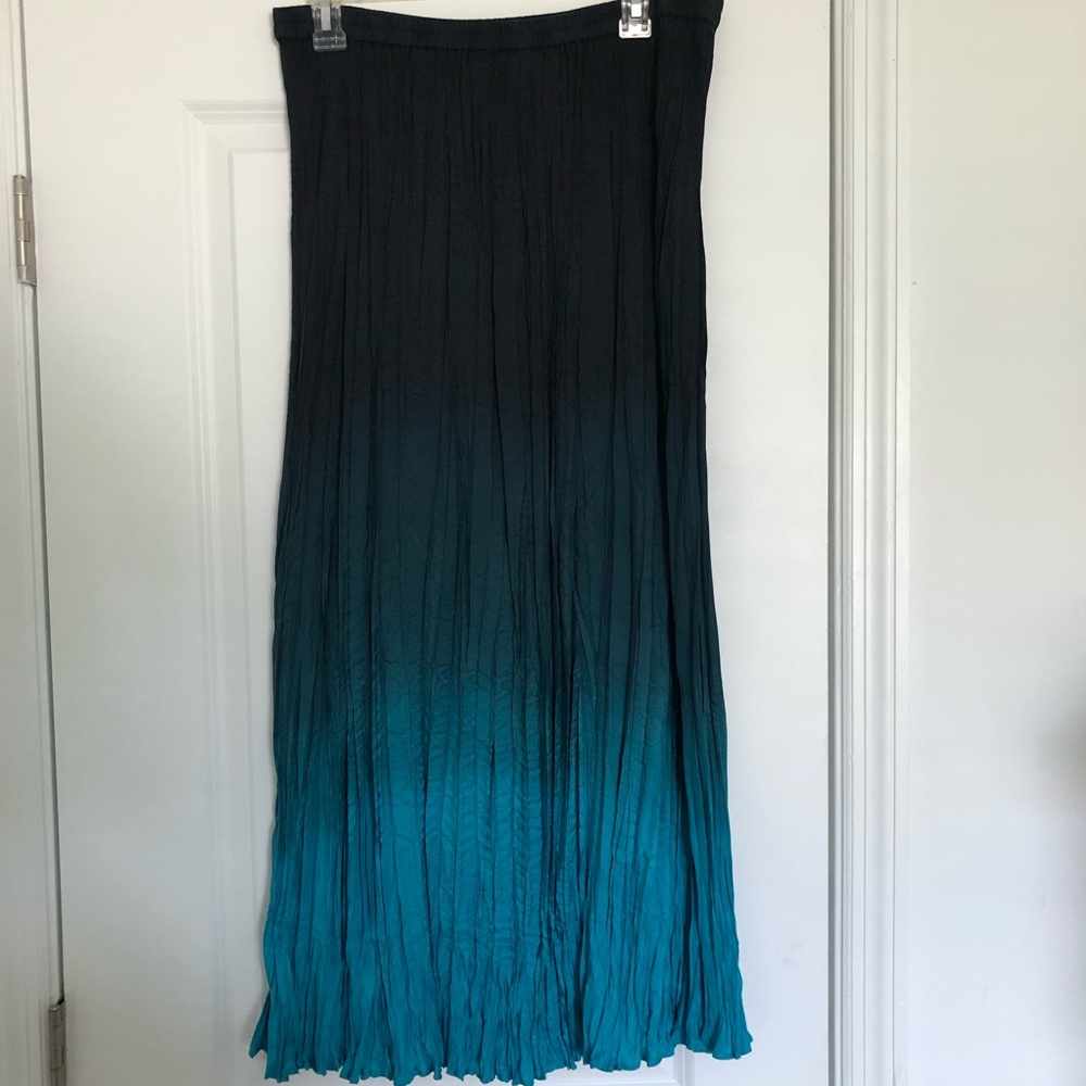 Vibrant Ombré Accordion Pleated Long Skirt